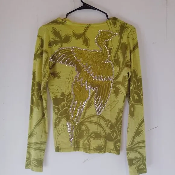 Charlotte Tarantola wool blend novelty print cardigan sweater Sz S - Picture 8 of 12